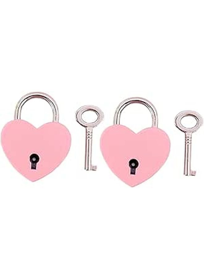 Heart Shaped Mini Padlock 2 Pack Metal Lock With Keys For Suitcase Door Jewelry Box - Image 1