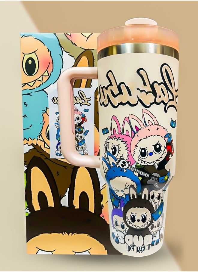 Stanley × Labubu 40oz Vacuum Insulated Stainless Steel Tumbler with Handle | Reusable Straw & Splash-Resistant Lid | Double Wall Travel Mug Keeps Drinks Hot 16H or Cold 24H | Limited Edition Design