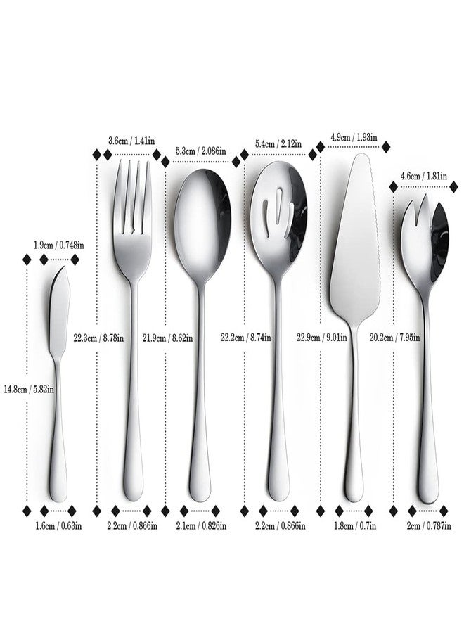 AOOSY Serving Utensils,6 Pieces Stainless Steel Silverware Serving Set Hostess Serving Set for Buffet Party Kitchen Restaurant-Dishwasher Safe - Image 2