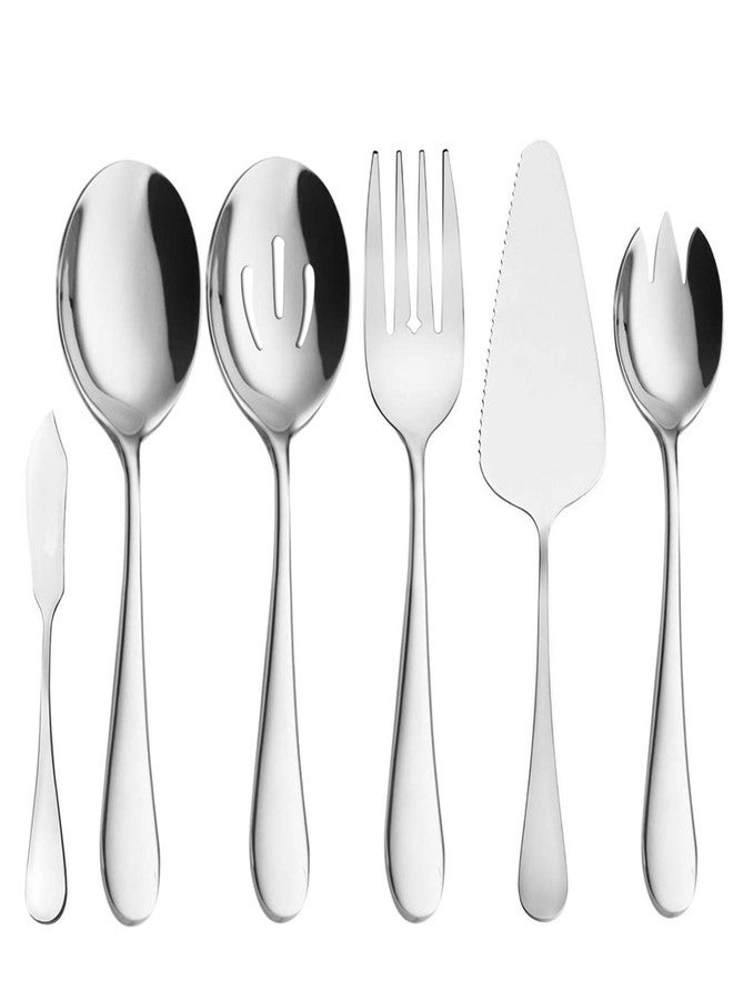 AOOSY Serving Utensils,6 Pieces Stainless Steel Silverware Serving Set Hostess Serving Set for Buffet Party Kitchen Restaurant-Dishwasher Safe - Image 1