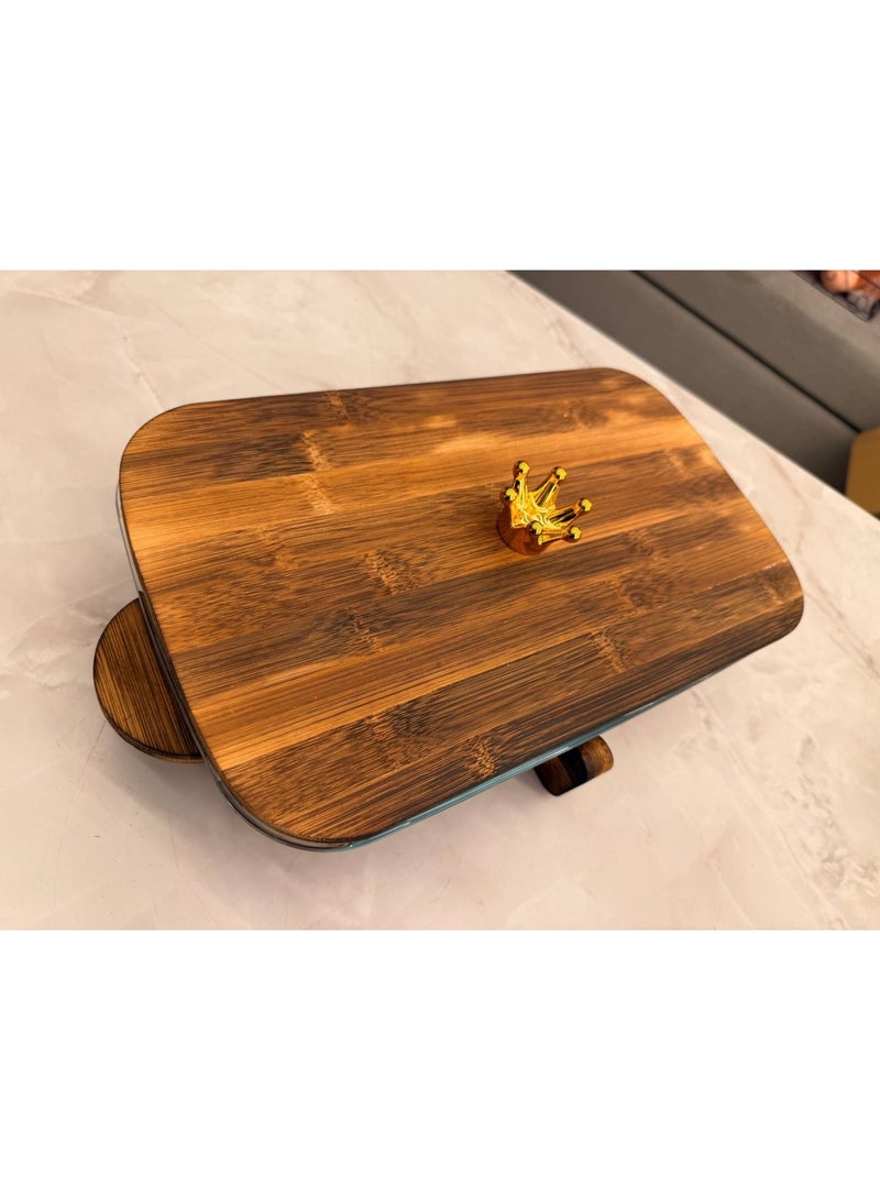 3-liter rectangular heat-resistant glass casserole with stand and serving lid. Imported product. - Image 2