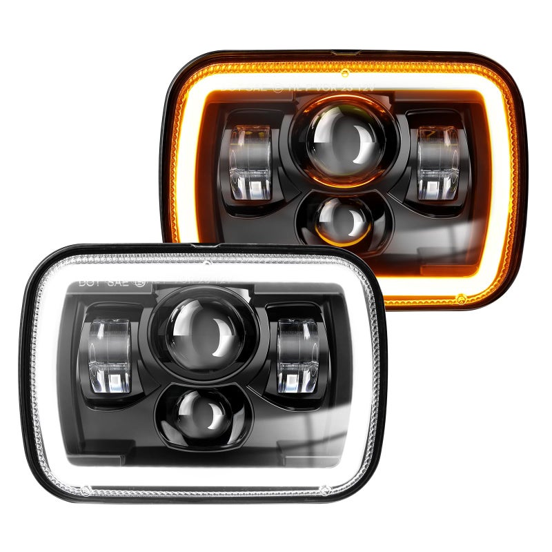 CO LIGHT New Z Beam 5x7 7x6 Inch Led Headlight Rectangle Bright High Low Beam DRL Amber Turn Signal Compatible for H6054 H5054 Express Van Cherokee YJ XJ Truck Pickup Van, 2PCS - Image 1