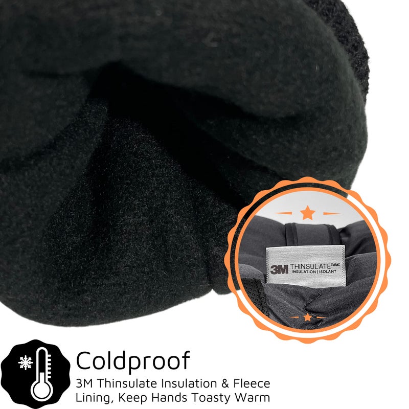 F Flammi Toddler Kids Snow Mittens with String Waterproof Ski Mittens Thinsulate Winter Gloves for Baby Girls Boys(Black, 4-6 Years) - Image 5