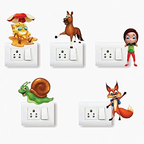 AH Decals Amazing Animated 3D Wall Switch Board Stickers for Living Bed Kids Room | (Set of 5) - Image 1