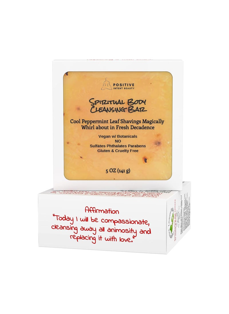 Positive Intent Beauty - Spiritual Vegan Soap Bar Gentle Cleanse with Exfoliating Peppermint Leaves Nourish and Soften Skin Mothers Day Unique Gift Ideas Cruelty Free 5oz - Image 1