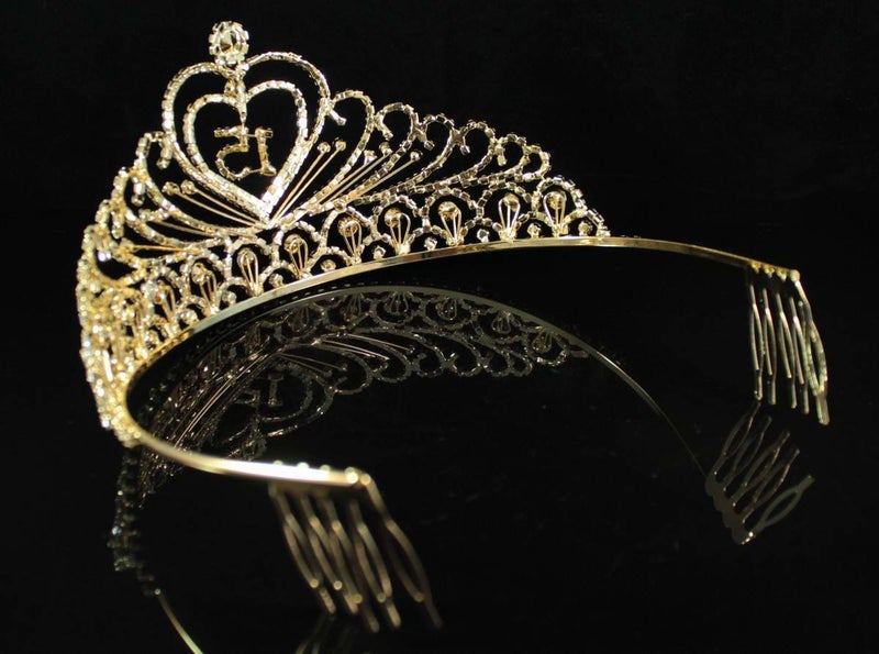 Janefashions Quinceanera Sweet 15 Fifteen 15th Birthday Party coronas de quinceañeras Clear White Austrian Rhinestone Tiara Crown with Hair Combs Princess Gold Plated Silver Plated T1756 (Gold Plated With Combs) - Image 5