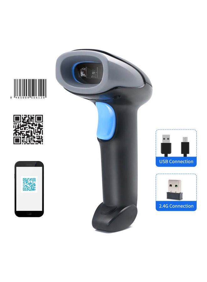ماسح باركود سلكي ولاسلكي بتصميم 1D/2D/QR محمول باليد مزود بمنفذ USB ومتوافق مع أنظمة التشغيل ويندوز وماك ولينكس الأسود / الأزرق - Image 5