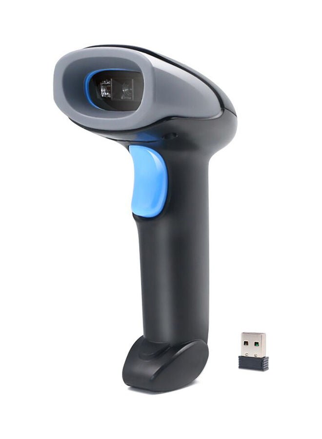 ماسح باركود سلكي ولاسلكي بتصميم 1D/2D/QR محمول باليد مزود بمنفذ USB ومتوافق مع أنظمة التشغيل ويندوز وماك ولينكس الأسود / الأزرق - Image 1