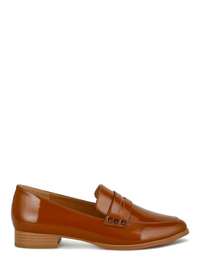 London Rag Patent Pleather Penny Loafers in Tan