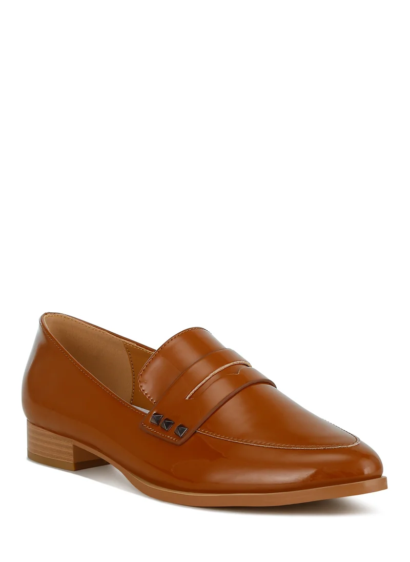 London Rag Patent Pleather Penny Loafers in Tan