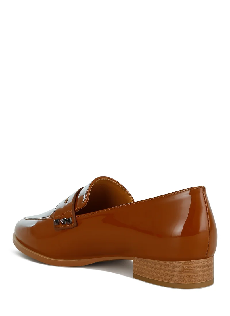 London Rag Patent Pleather Penny Loafers in Tan