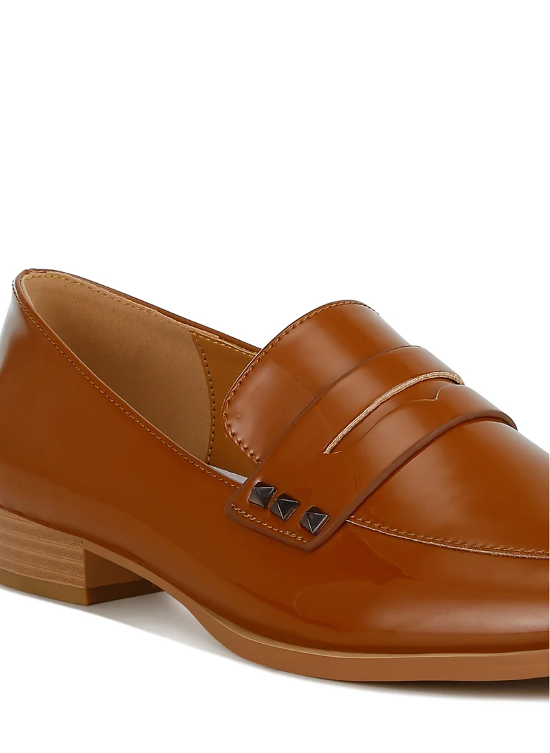 London Rag Patent Pleather Penny Loafers in Tan