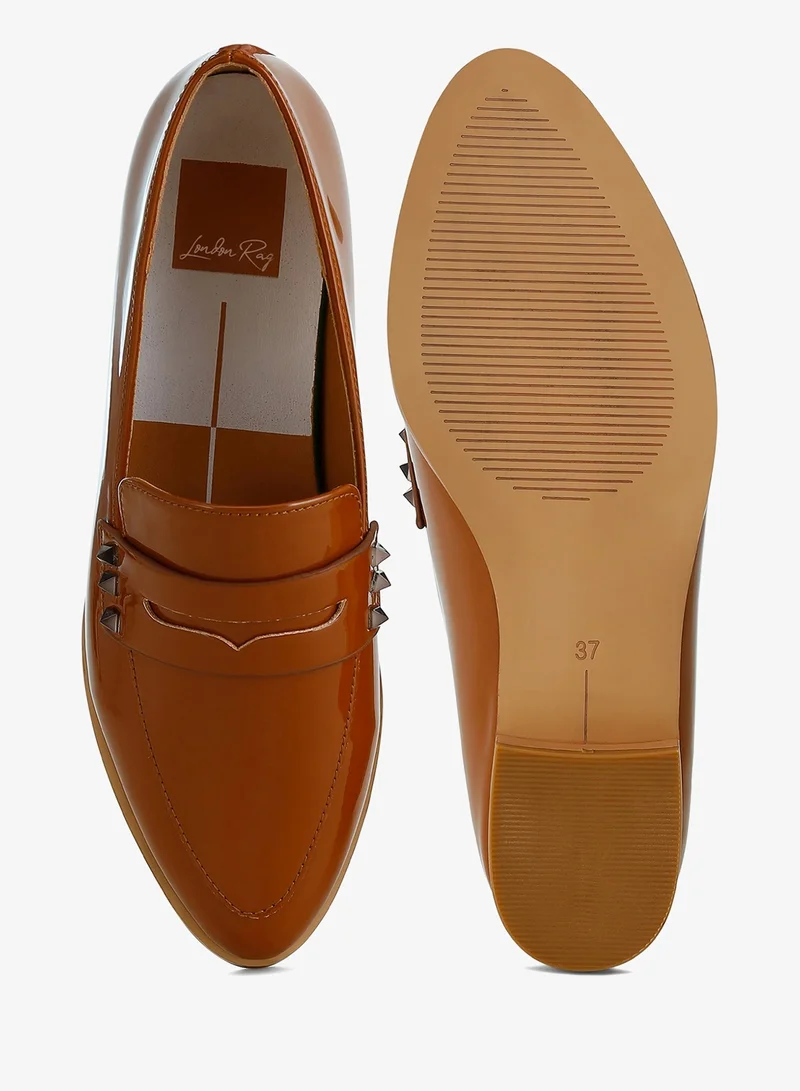 London Rag Tan Patent Pleather Penny Loafers in Tan for Women | Best Price UAE