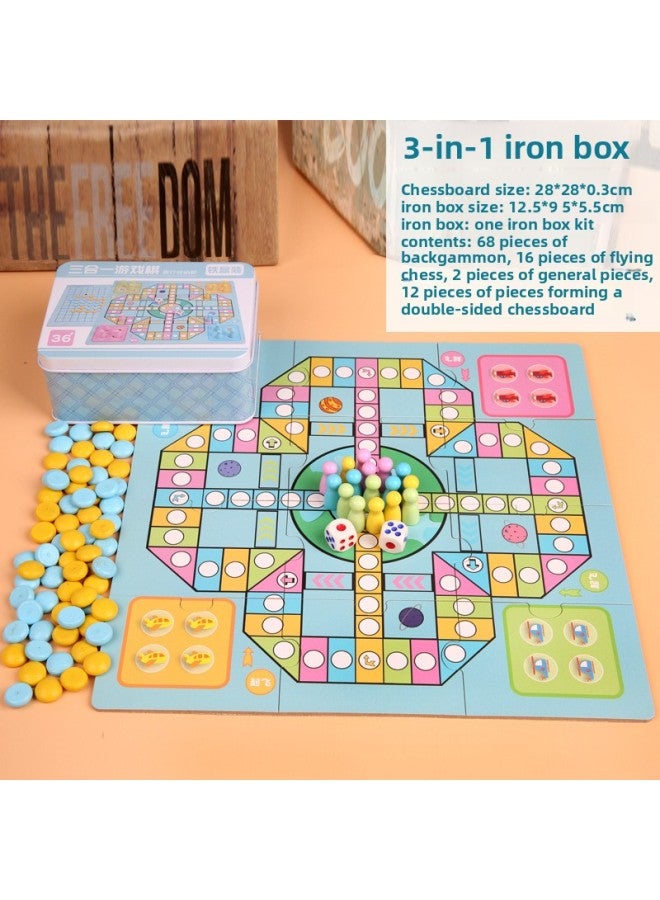 لعبة خشبية تعليمية للأطفال، متعددة الاستخدامات، تسعة في واحد، شطرنج، داما، شطرنج طائر، طاولة الزهر، شطرنج وحشي