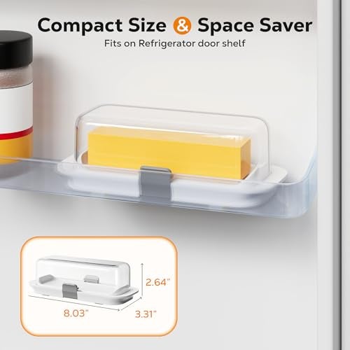 Pisol Butter Dish with Lid for Countertop and Refrigerator Door Shelf, Airtight Butter Keeper Container, Butter Holder for East/West Coast Butter, BPA-free, Microwave/Dishwasher Safe - Image 5