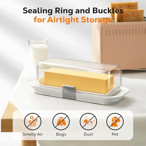 Pisol Butter Dish with Lid for Countertop and Refrigerator Door Shelf, Airtight Butter Keeper Container, Butter Holder for East/West Coast Butter, BPA-free, Microwave/Dishwasher Safe - Image 4