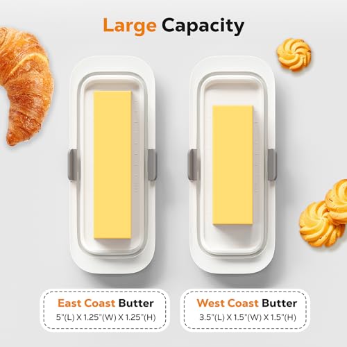 Pisol Butter Dish with Lid for Countertop and Refrigerator Door Shelf, Airtight Butter Keeper Container, Butter Holder for East/West Coast Butter, BPA-free, Microwave/Dishwasher Safe - Image 3