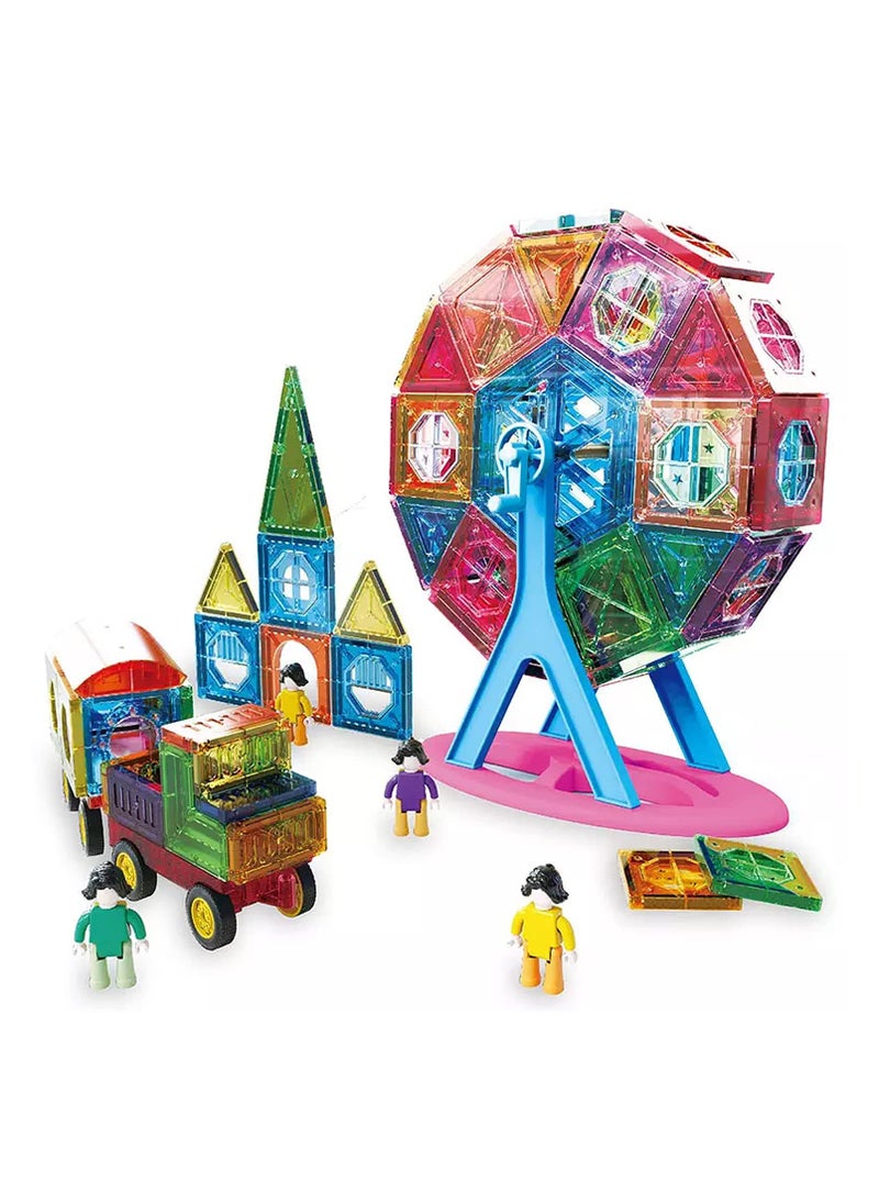 TOY GARDEN Magnetic Tiles Building Blocks Toy for Kids | Magnetic Blocks Sorting & Stacking for Kids Colorful Tiles Puzzle | 3D Magnetic Construction Building Blocks Set for Inspiration, Creativity Beyond Imagination | Preschool Creative Learning Builder Educational Game STEM Toy for Kids 3+ Boys and Girls (120 Pc)  - Image 1