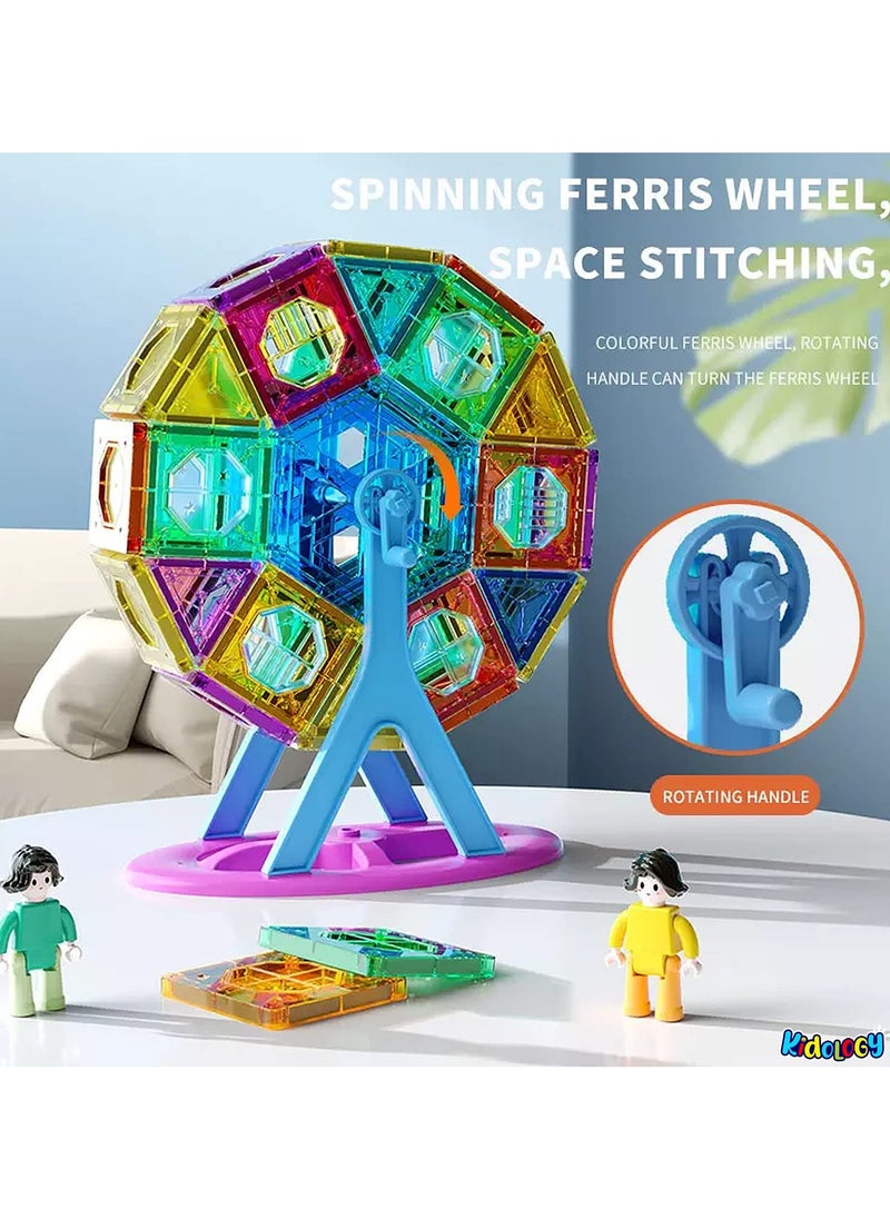 TOY GARDEN Magnetic Tiles Building Blocks Toy for Kids | Magnetic Blocks Sorting & Stacking for Kids Colorful Tiles Puzzle | 3D Magnetic Construction Building Blocks Set for Inspiration, Creativity Beyond Imagination | Preschool Creative Learning Builder Educational Game STEM Toy for Kids 3+ Boys and Girls (120 Pc)  - Image 2
