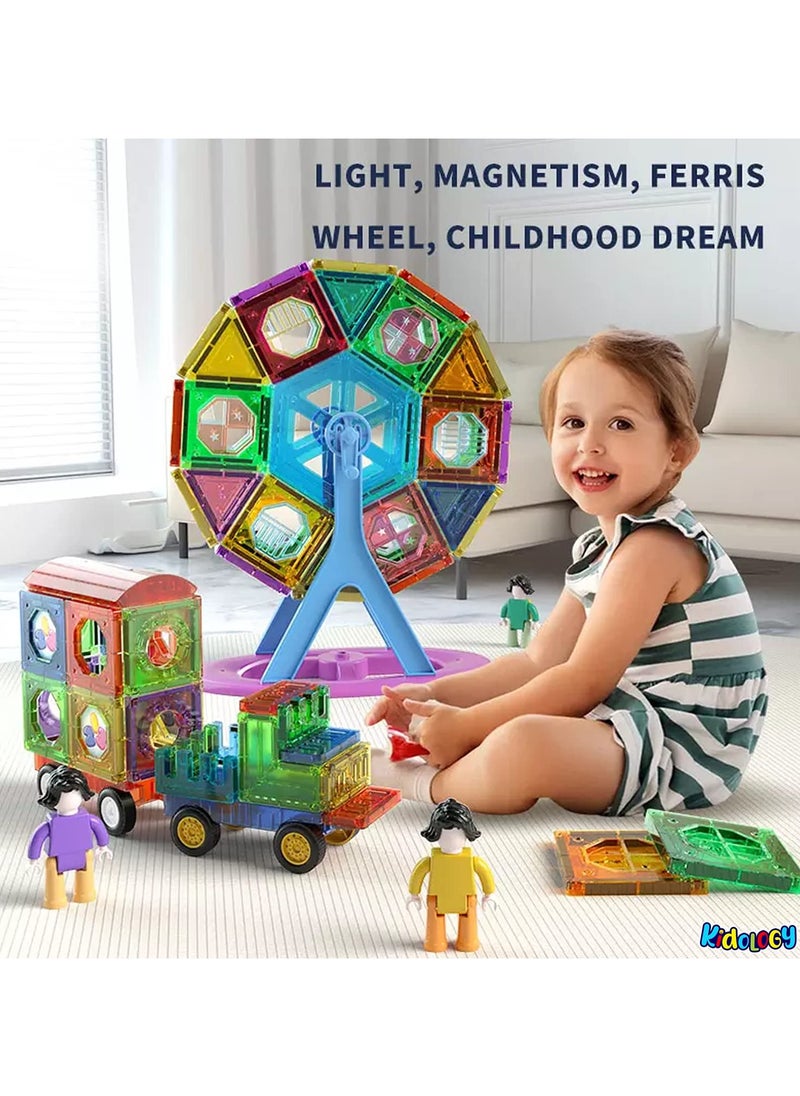 TOY GARDEN Magnetic Tiles Building Blocks Toy for Kids | Magnetic Blocks Sorting & Stacking for Kids Colorful Tiles Puzzle | 3D Magnetic Construction Building Blocks Set for Inspiration, Creativity Beyond Imagination | Preschool Creative Learning Builder Educational Game STEM Toy for Kids 3+ Boys and Girls (120 Pc)  - Image 3