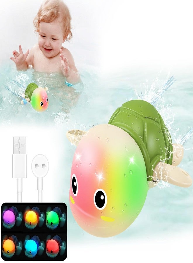 Gigilli Rechargeable Swimming Turtle Bath Toys, Baby Bath Toys for Kids Ages 1-3 2-4, Light Up Bathtub Pool Water Toys, Comes with Batteries, Toddlers Baby Shower Birthday Gifts - Image 1
