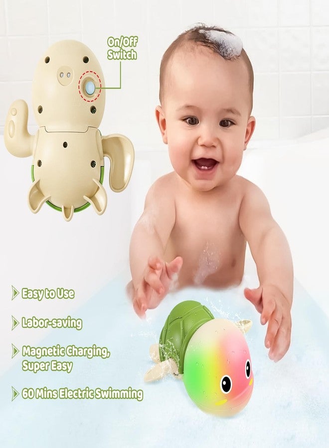 Gigilli Rechargeable Swimming Turtle Bath Toys, Baby Bath Toys for Kids Ages 1-3 2-4, Light Up Bathtub Pool Water Toys, Comes with Batteries, Toddlers Baby Shower Birthday Gifts - Image 2