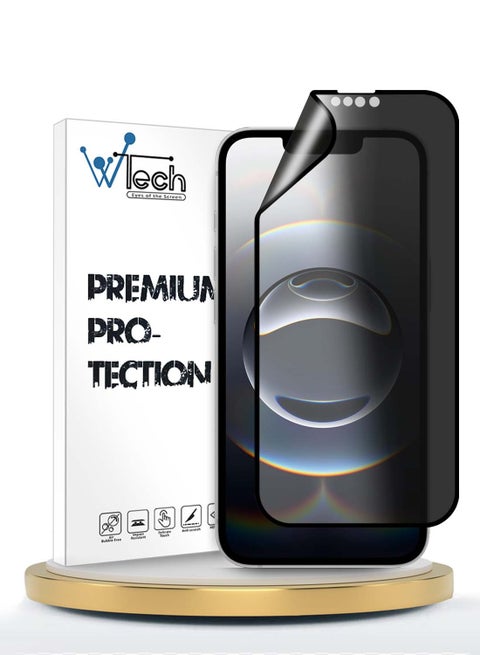 Apple iPhone 16e 5G 2025 Premium Nano Ceramic Privacy Full Glue Full Cover Matte Flexible Screen Protector (MSCNMP) - Clear/Black