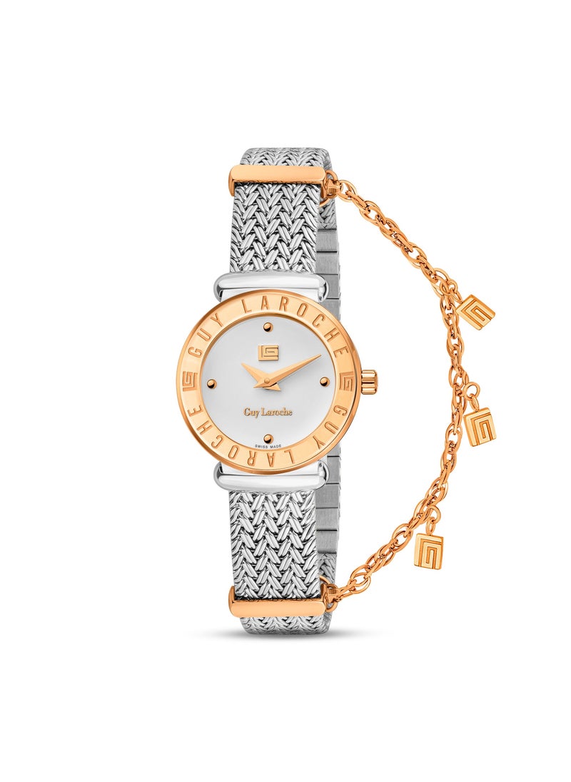 Guy Laroche Betty Women's 25mm Swiss Watch with Silver and Rose Gold Stainless Steel Bracelet  - Image 1