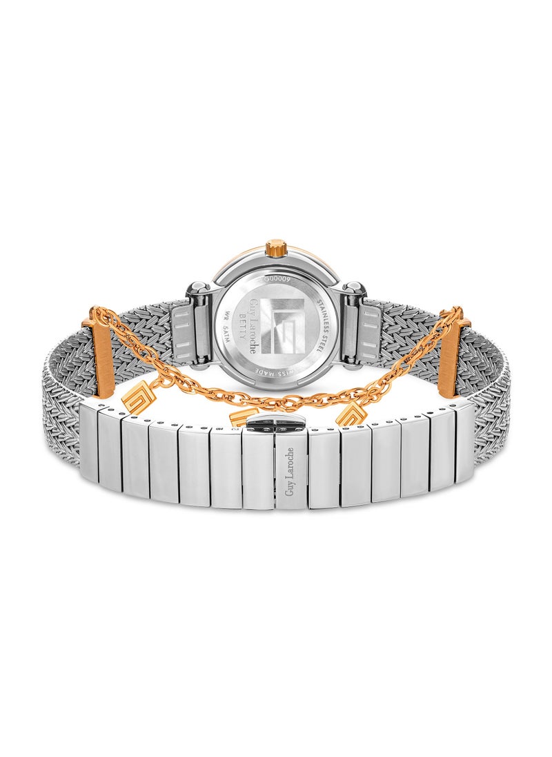 Guy Laroche Betty Women's 25mm Swiss Watch with Silver and Rose Gold Stainless Steel Bracelet  - Image 4