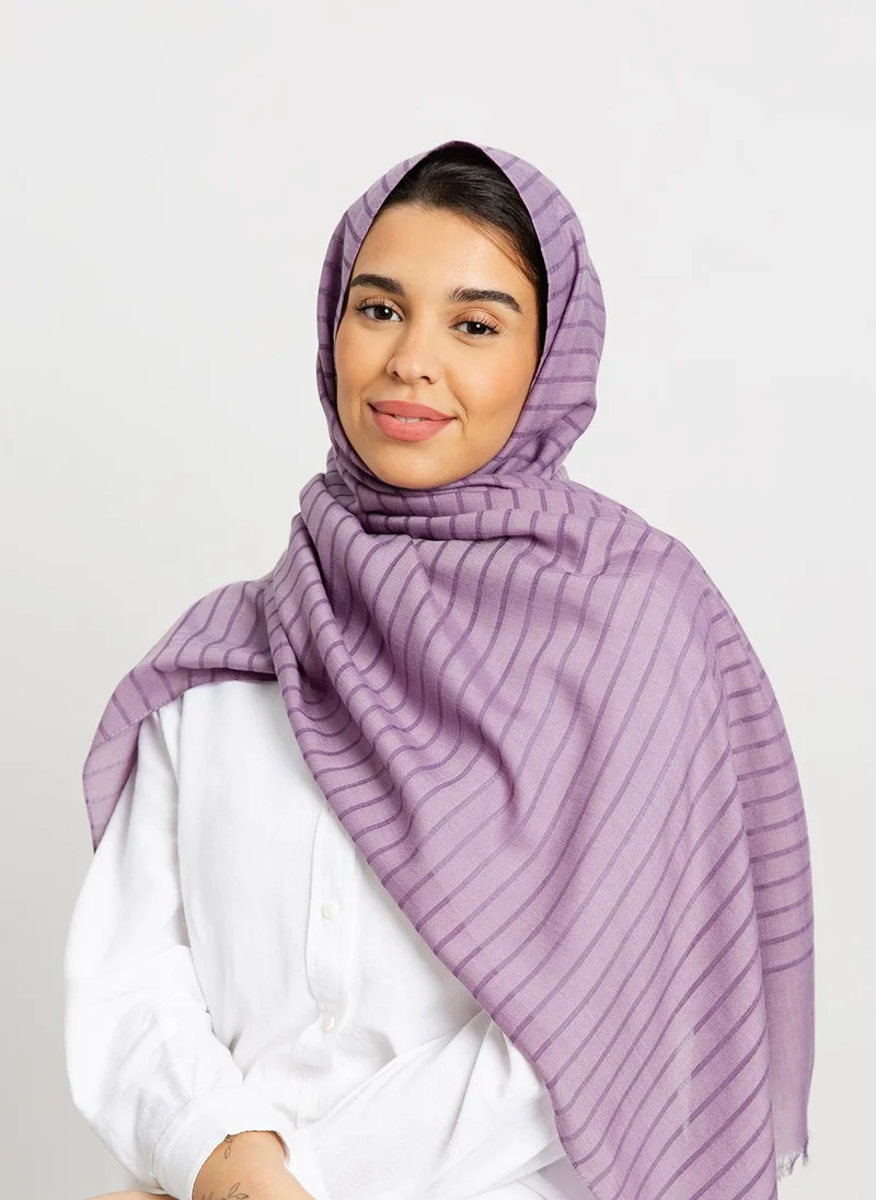 Kaafmeem Lavender - Cotton Striped Tarha