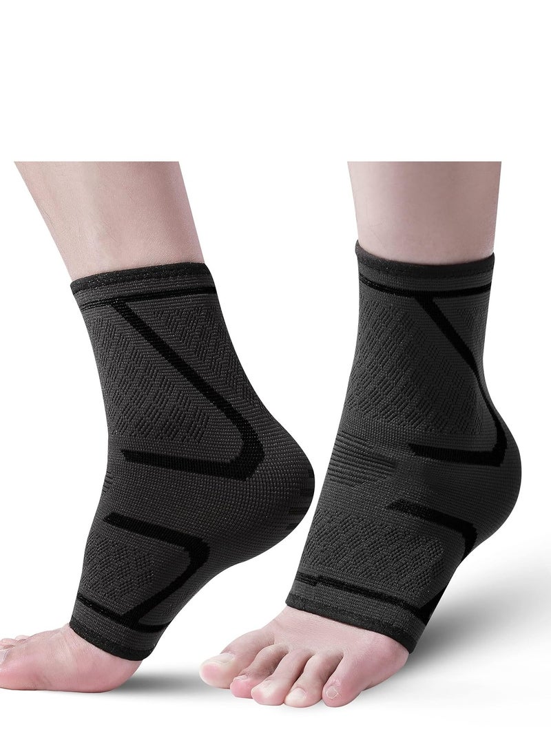 SOLARAE Ankle Compression Sleeve Brace for Women Men Support Socks (Pair) for Plantar Fasciitis Arch Sprained, Achilles Tendonitis, Heel Spurs - Image 1