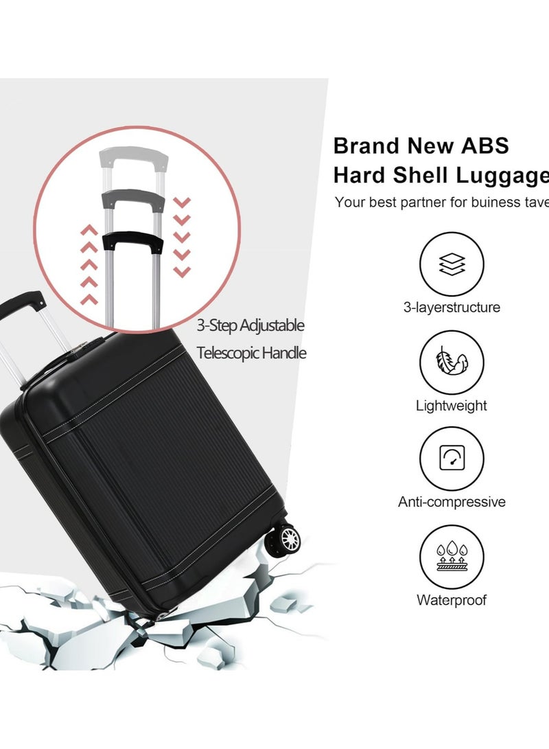 Favarey New 3-Piece Luggage Sets (20", 24", 28"), ABS+PC Hard Shell Carry-on Luggage Set Expandable, Travel Luggage Suitcases with Spinner Wheels, Carry on Luggage Set with TSA Lock (Black)  - Image 4