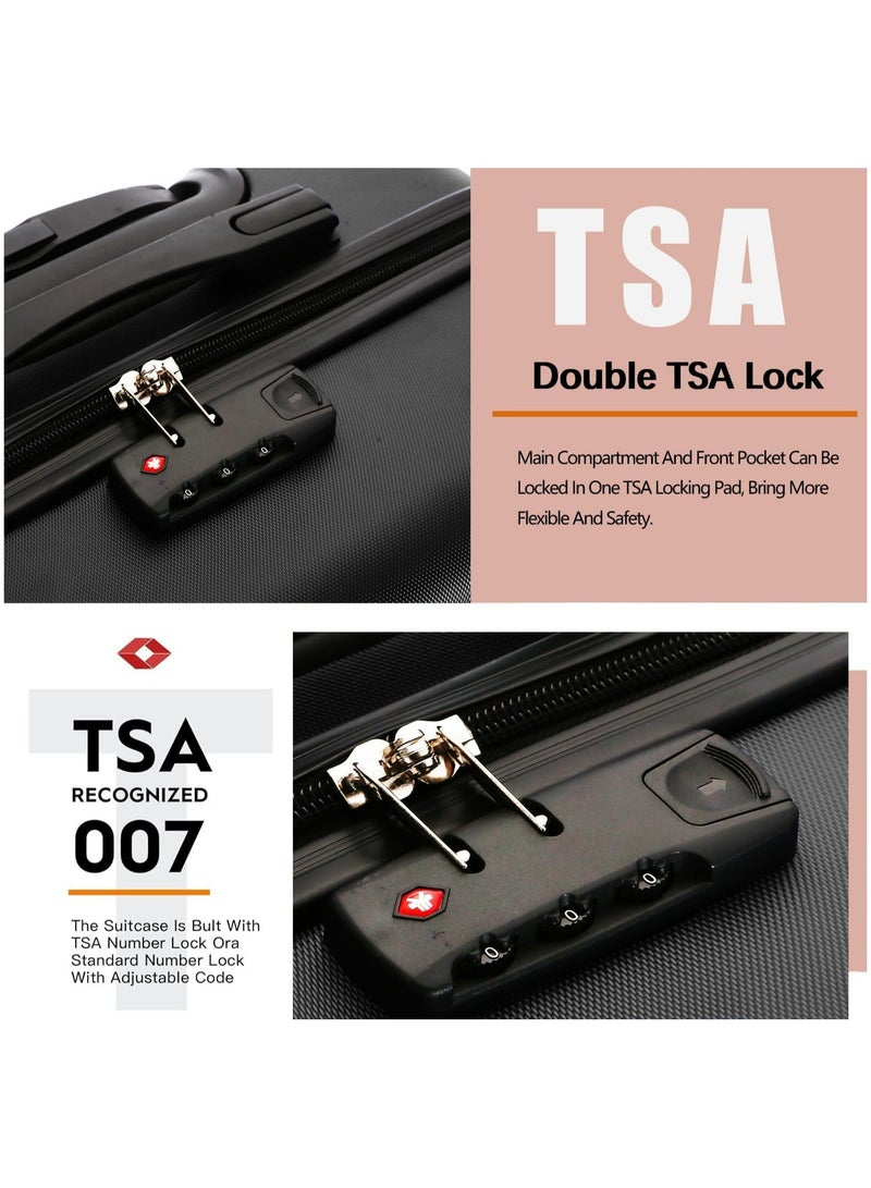 Favarey New 3-Piece Luggage Sets (20", 24", 28"), ABS+PC Hard Shell Carry-on Luggage Set Expandable, Travel Luggage Suitcases with Spinner Wheels, Carry on Luggage Set with TSA Lock (Black)  - Image 3