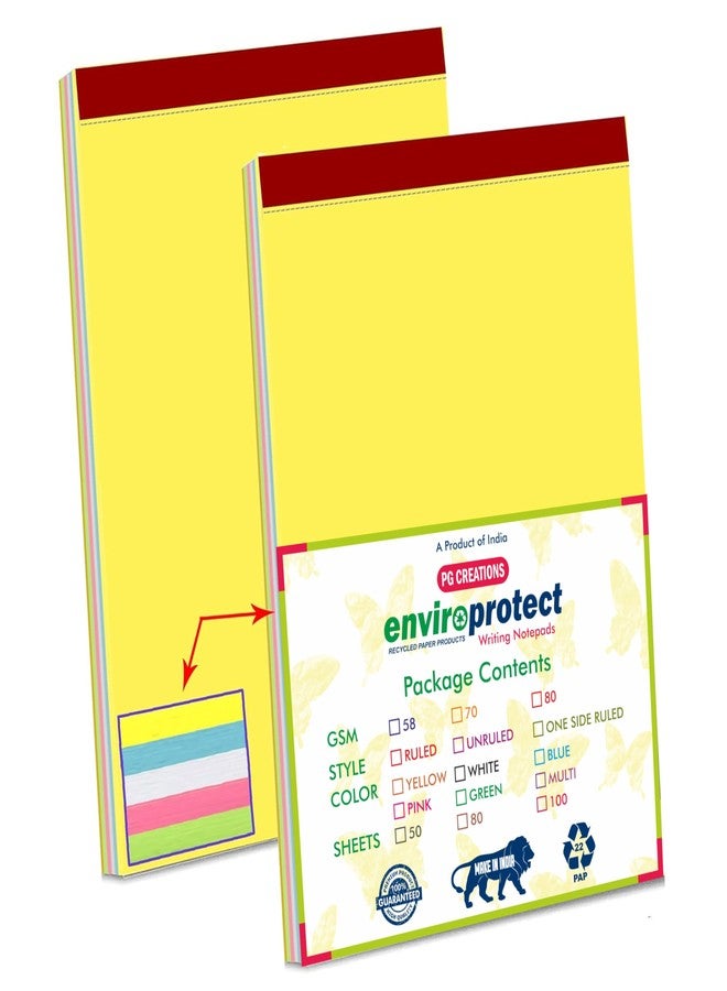 PG Creations A4 Size, Pack of 2 Pads, Unruled Rough Work Notepad, 58 Gsm Blank Plain Paper, 100 Sheets per Pad, Writing Pad for Office, School & Daily Notes, 8.5x11 Inch, Multicolour - Image 1