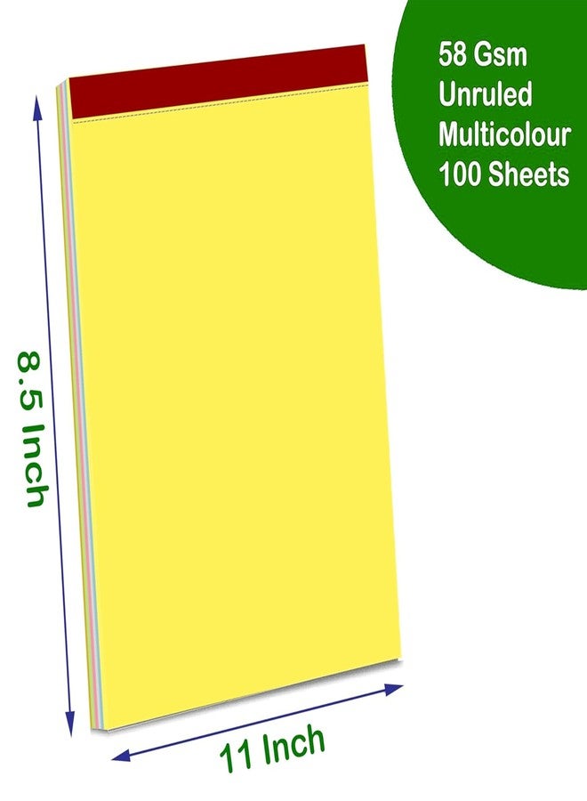 PG Creations A4 Size, Pack of 2 Pads, Unruled Rough Work Notepad, 58 Gsm Blank Plain Paper, 100 Sheets per Pad, Writing Pad for Office, School & Daily Notes, 8.5x11 Inch, Multicolour - Image 2