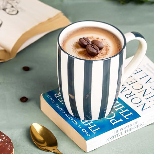 The Earth Store Grey Stripe Coffee Mug - 420ml Capacity, Microwave and Dishwasher Safe, Ceramic Coffee Mug for Home, Office & Christmas Gift | New Year Gift | Birthday Gift (Set of 6) - Image 3