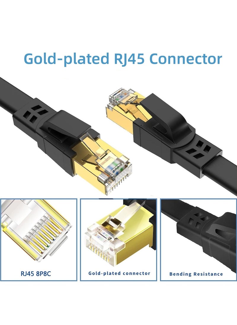 XICEN - Cat8 Ethernet Cable, 30 Meters 40GBPS 2000Mhz Flat LAN Network Cable, High Speed Shielded Internet Network Patch Cord with Gold Plated RJ45 Connector for Modem, Router, Switch, PS5/PS4/PS3, Xbox - Image 1