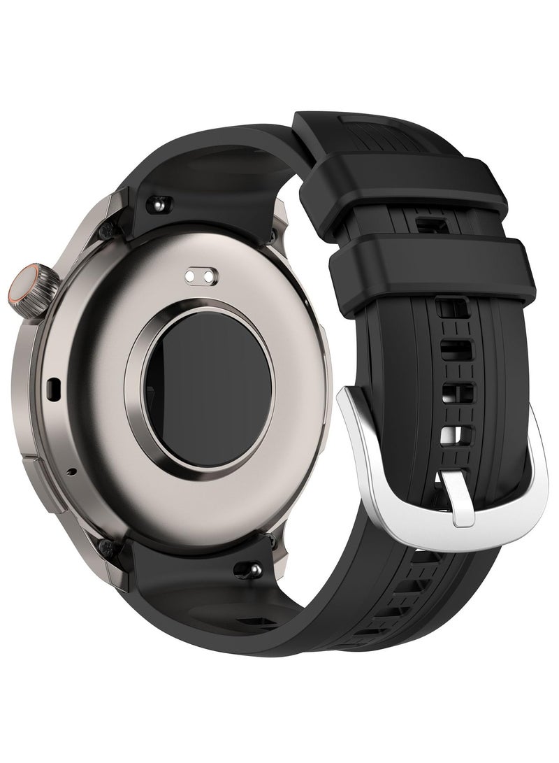 Compatible with Amazfit Balance Strap for Women and Men 22 Mm Quick Release Silicone Clasp Stainless Steel Replacement Strap for Amazfit Balance A2286 (Black) - Image 1