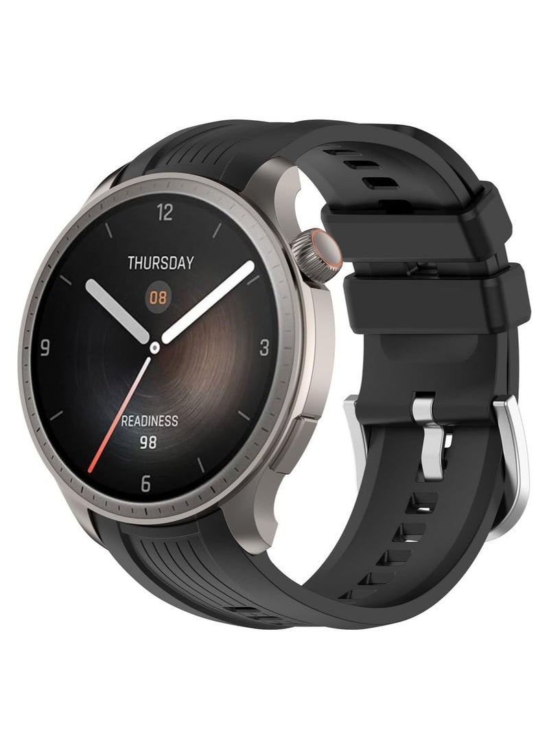 Compatible with Amazfit Balance Strap for Women and Men 22 Mm Quick Release Silicone Clasp Stainless Steel Replacement Strap for Amazfit Balance A2286 (Black) - Image 3