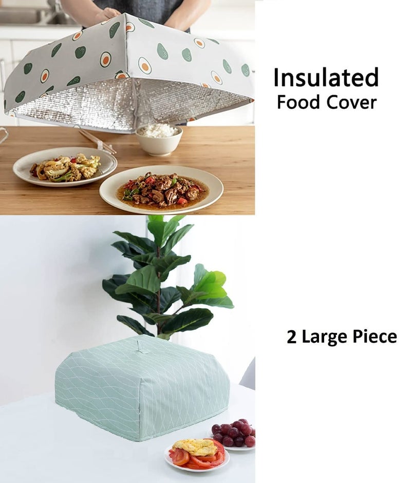NHSK Enterprise NHSK Enterprise Foldable Food Cover Set - Large & Small, Transparent, Modern Plastic Rectangular Lids - Protects from Dust, Heat Loss & Insects  - Image 3