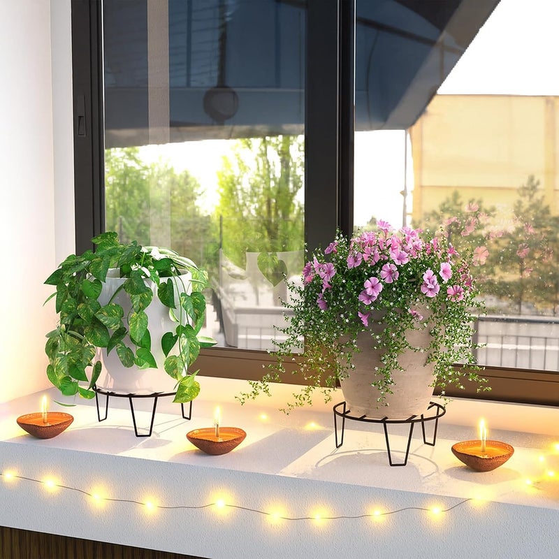 WonderStand حامل نباتات Orion (مجموعة من 4) حامل نباتات للشرفة، حامل نباتات معدني مقاوم للصدأ لغرفة المعيشة مع طلاء من 7 طبقات (أسود مستطيل) - Image 4
