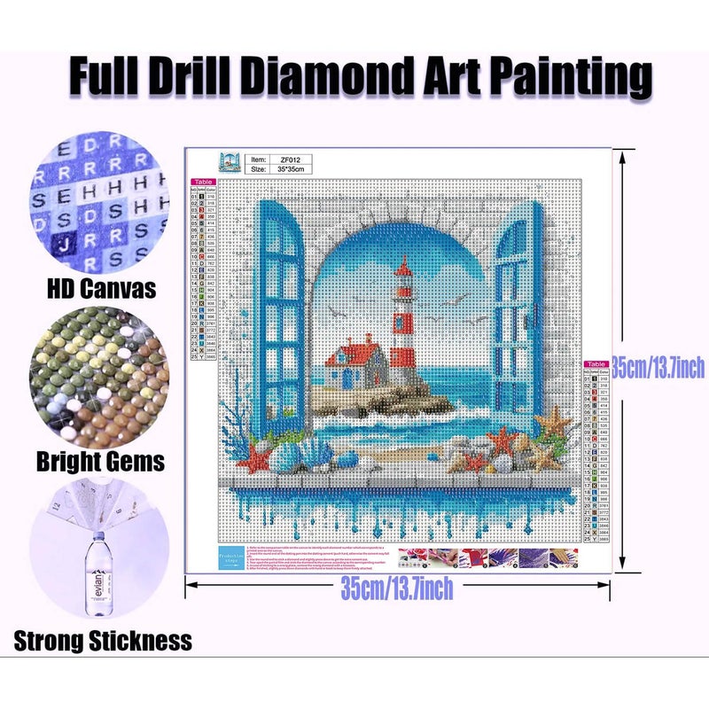 Legrace Lighthouse Diamond Art Painting Kits for Adults - Full Drill Diamond Dots Paintings for Beginners, Round 5D Paint with Diamonds Pictures Gem Art Painting Kits DIY Adult Crafts Kits 14x14inch - Image 3