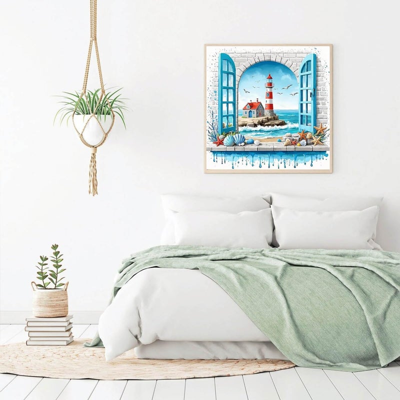 Legrace Lighthouse Diamond Art Painting Kits for Adults - Full Drill Diamond Dots Paintings for Beginners, Round 5D Paint with Diamonds Pictures Gem Art Painting Kits DIY Adult Crafts Kits 14x14inch - Image 2