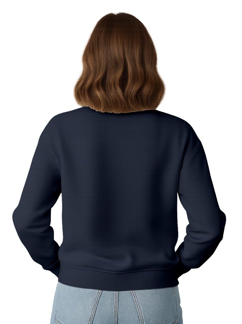 ENCIGER Womens Plain Sweatshirt – Soft Cotton Blend Fleece Pullover with Ribbed Cuffs & Hem | Warm, Comfortable Winter Wear for Daily Use, College, Travel & Casual Outings Navy, S - Image 2