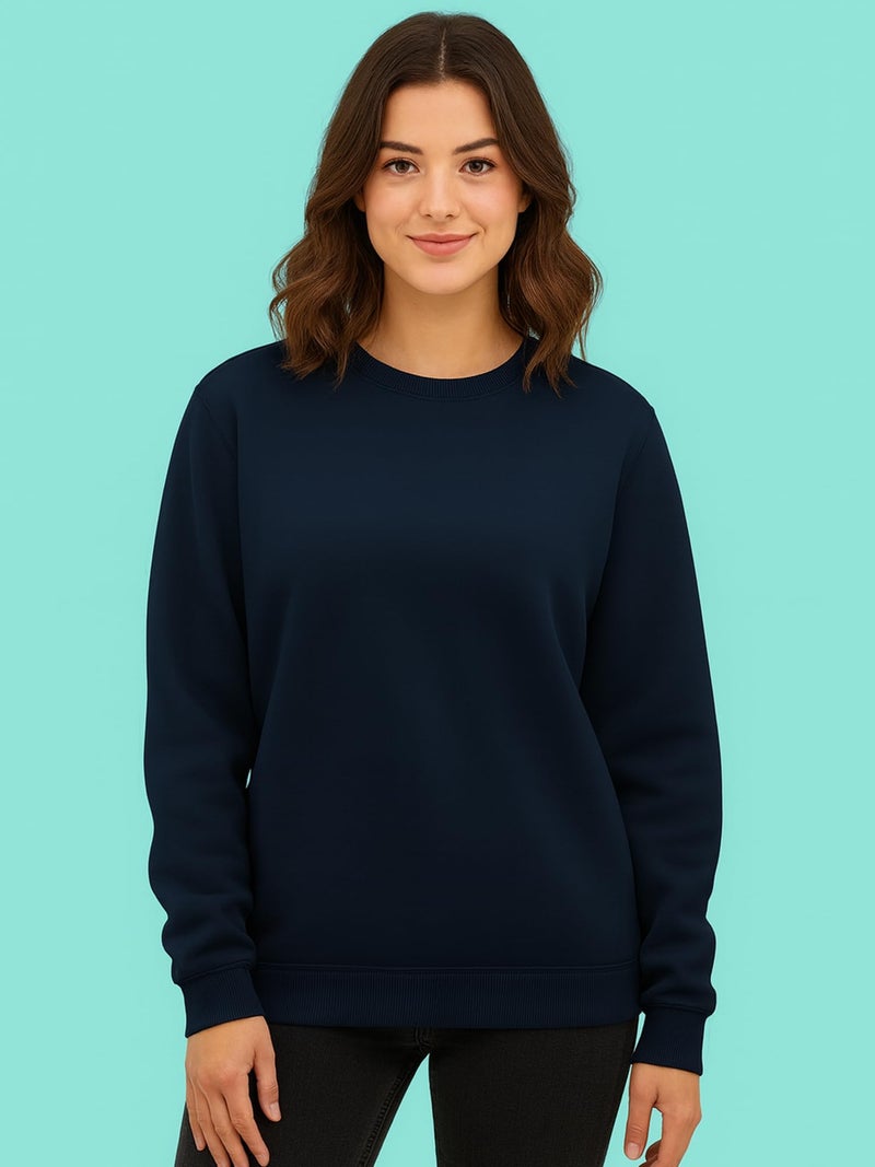 ENCIGER Womens Plain Sweatshirt – Soft Cotton Blend Fleece Pullover with Ribbed Cuffs & Hem | Warm, Comfortable Winter Wear for Daily Use, College, Travel & Casual Outings Navy, S - Image 4