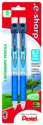 Pentel .e-sharp Automatic Pencil, 0.7mm, Assorted Barrels, 2 Pack (AZ127BP2M-K6) - Image 3