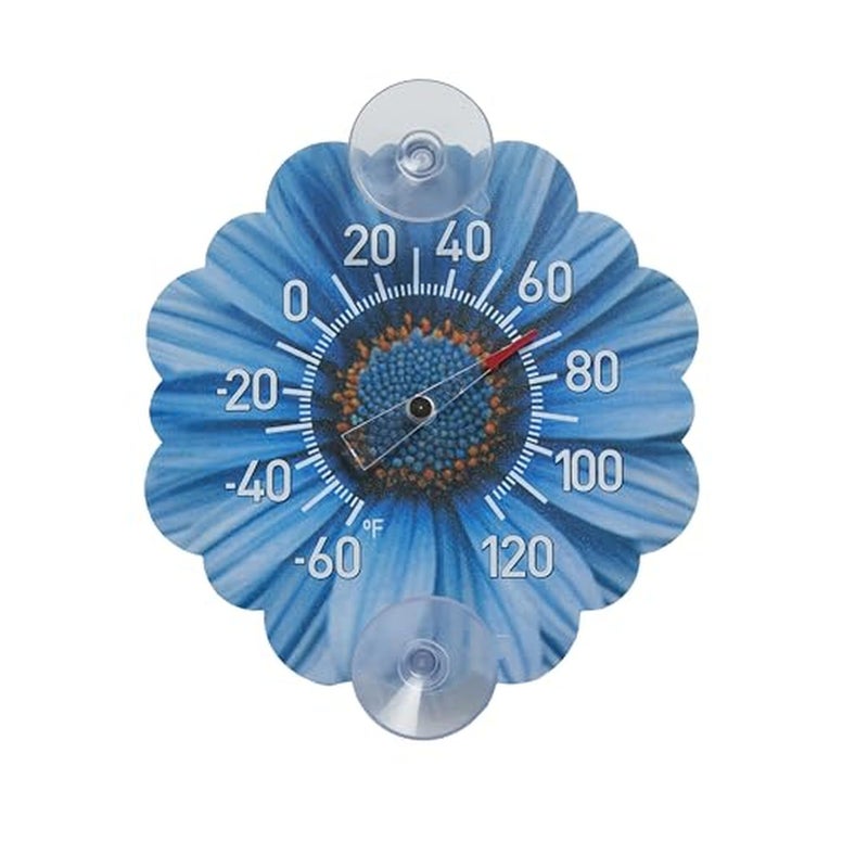 Taylor Daisy Dial Thermometer  4-Inch Indoor Outdoor Silicone Suction Cup Thermometer  Weather-Resistant Temperature Gauge For Patio  Pool  Garden  Or Garage  Blue - Image 1