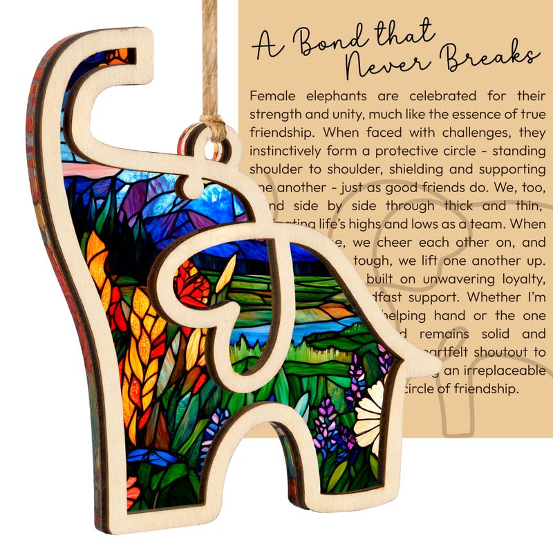 Sensemory Best Friend Birthday Gifts For Women  Friendship Elephant Ornament With Story Card  Friendship Gifts For Women  Birthday Presents For Best Friends Sisters Special Bond Decor  Suncatcher (Purple) - Image 1