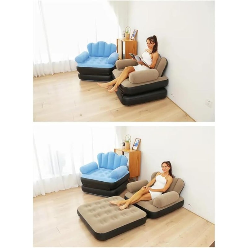 ZAMZIN Inflatable Sofa Bed with Air Pump/Portable, Foldable, Lazy Lounge Chair for Outdoor, Camping, Travel, Living Room & Bedroom - Quick Inflate, Easy Storage, Comfortable & Multi-Functional - Image 3