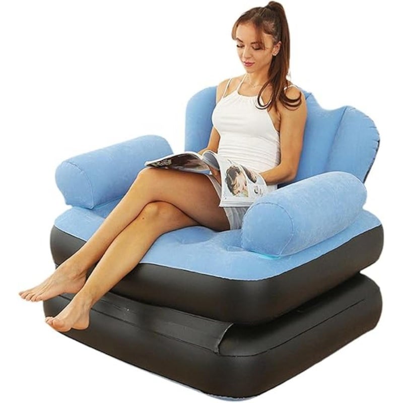 ZAMZIN Inflatable Sofa Bed with Air Pump/Portable, Foldable, Lazy Lounge Chair for Outdoor, Camping, Travel, Living Room & Bedroom - Quick Inflate, Easy Storage, Comfortable & Multi-Functional - Image 1